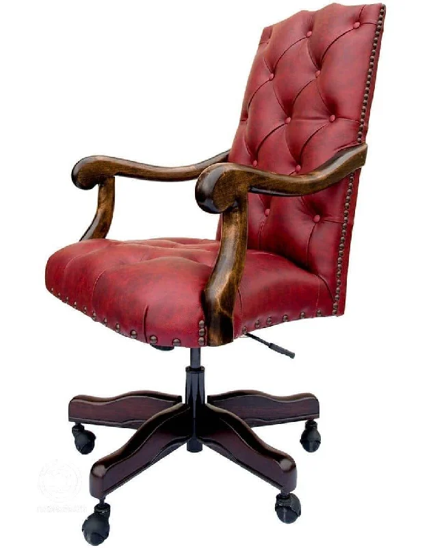 extra-wide office chair with padded seat -Red Dust Leather Office Chair