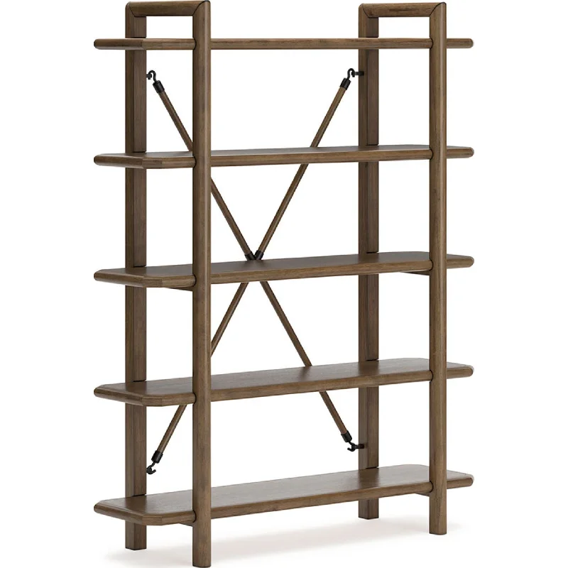 floating shelf bookshelf for wall space -Roanhowe Bookcase - Brown