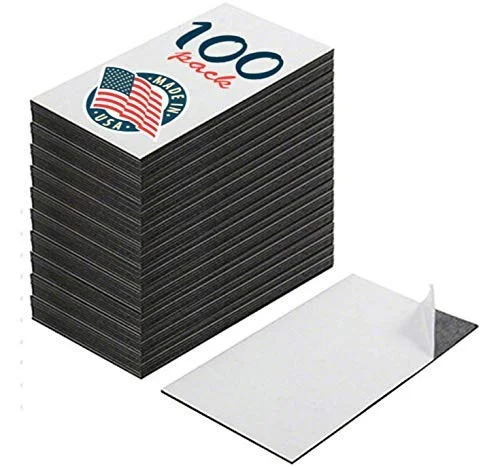 office supplies for managing workspace decor-Self Adhesive Magnetic Business Cards 100 Pack, Peel And Stick Magnet Stickers