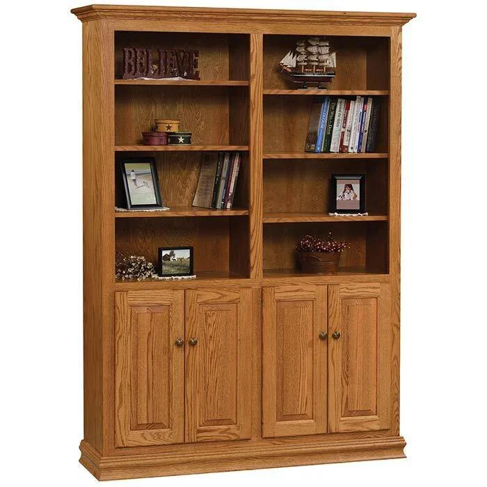 bookshelf with ladder design -Amish Traditional 48" Double Bookcase with Doors