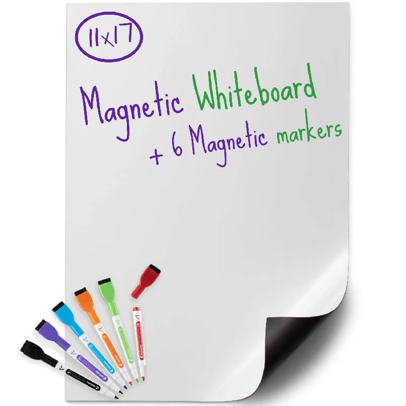 office supplies for creative brainstorming-Usa Made Magnetic Dry Erase Board Sheet 17" X 11" With Set Of 6 Markers -