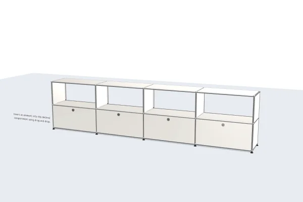 modern glass-top filing cabinet with steel frame -USM Configuration 212104525