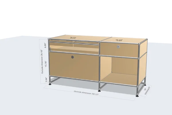 filing cabinet with built-in cable management -USM Configuration 60581695