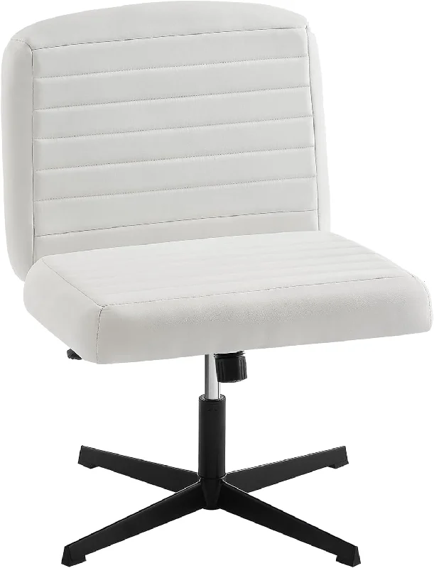 breathable ergonomic chair with contoured back -VECELO Armless Office Chair No Wheels Fabric Padded Cross Legged