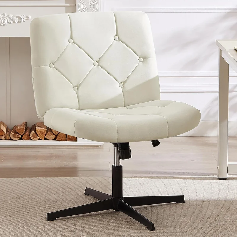 best desk chair for all-day sitting -VECELO Criss Cross Armless Office Desk Chair No Wheels Comfy Wide Fabric Padded