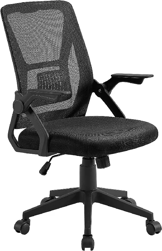 home office chair with silent rolling wheels -VECELO Mid-Back Swivel Ergonomic Office Chair