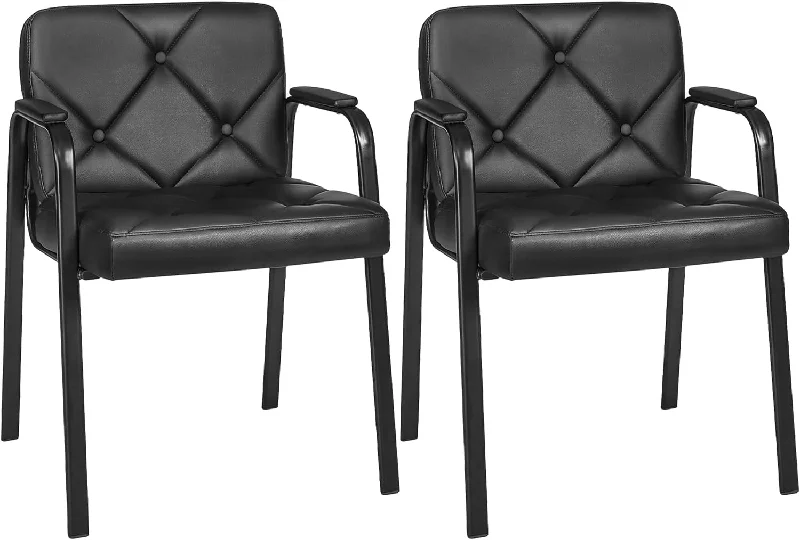 best reclining office chair with footrest -VECELO PU Office Guest Waiting Room Chairs Set of 2