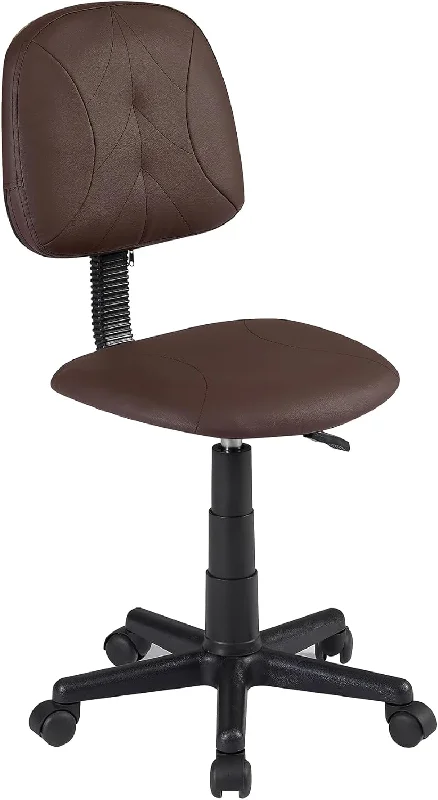 luxurious reclining office chair with padded armrests -VECELO Small Desk Armless Low-Backrest PU Leather Ergonomic Computer Chair