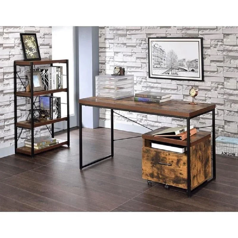 glass top computer desk-Weathered Oak Writing Desk