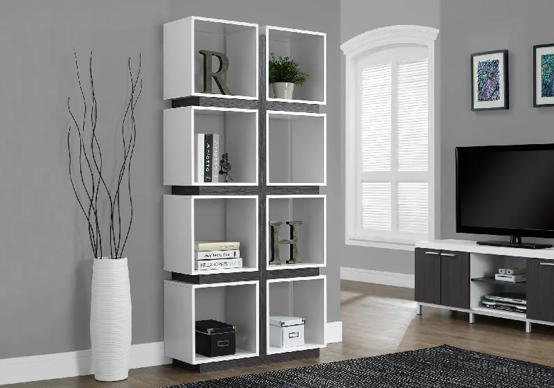 bookshelf for creating organized spaces at home -Bookcase - 71"H / White / Grey