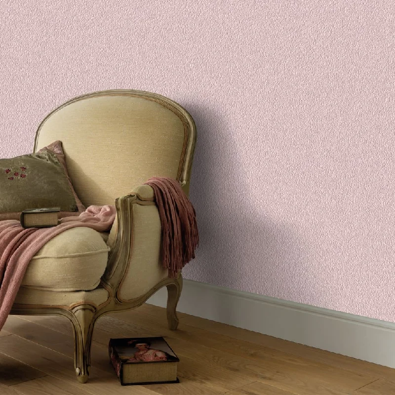 wallpaper with floral wreath patterns-4 pcs Non-woven Wallpaper Rolls Plain Shimmer Pink 0.53x10 m