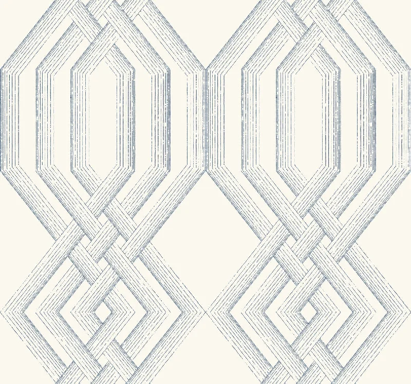 wallpaper for unique home decor styles-Etched Lattice Wallpaper in Blue from the Handpainted Traditionals Collection