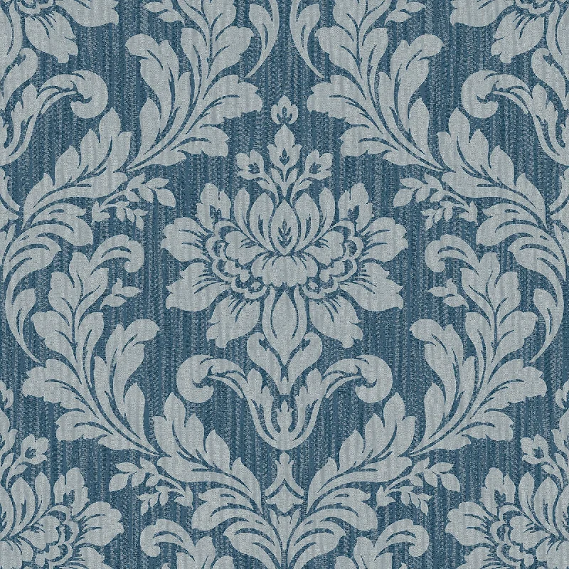 wallpaper for timeless elegance-Galois Blue Damask Wallpaper from the Radiance Collection