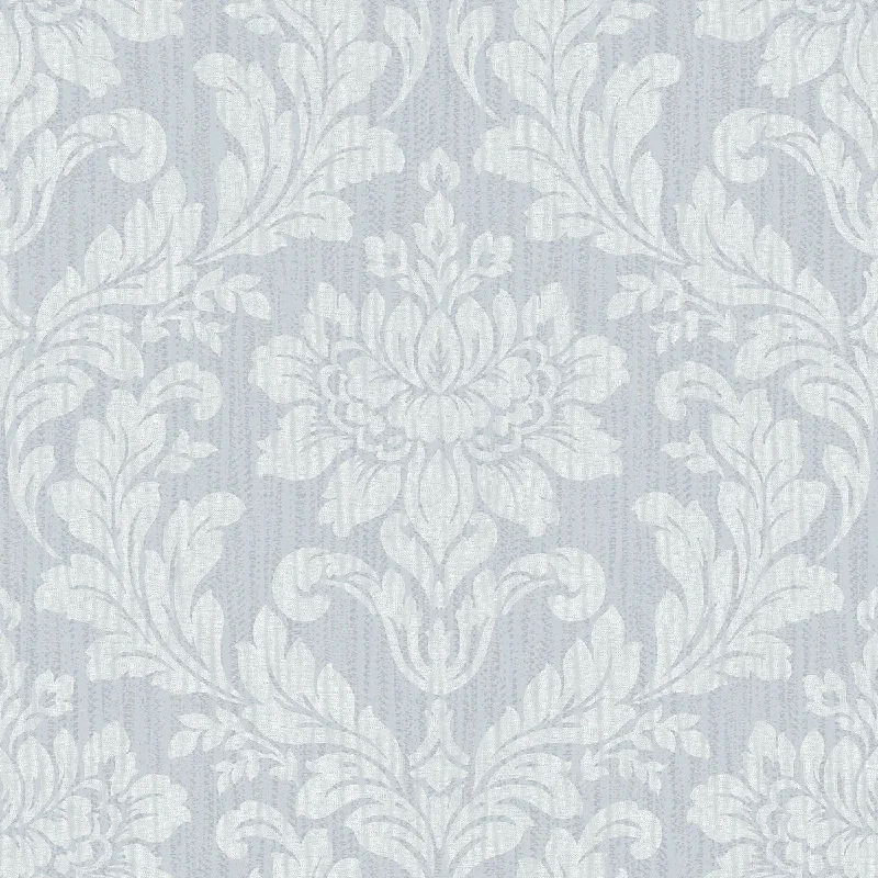 wallpaper for modern nature-inspired rooms-Galois Light Blue Damask Wallpaper from the Radiance Collection