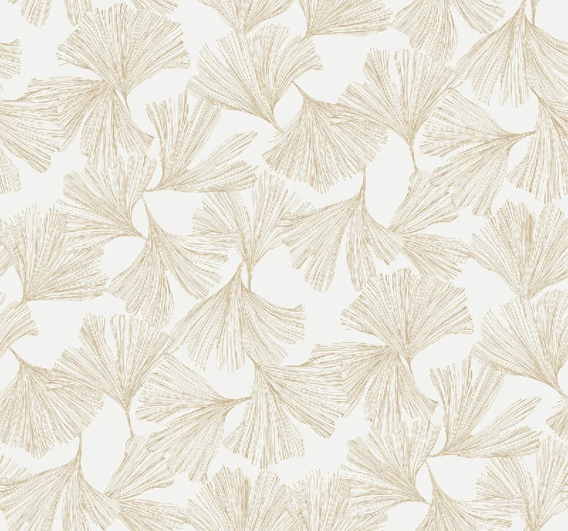 wallpaper for whimsical room styles-Ginkgo Toss Wallpaper in Gold