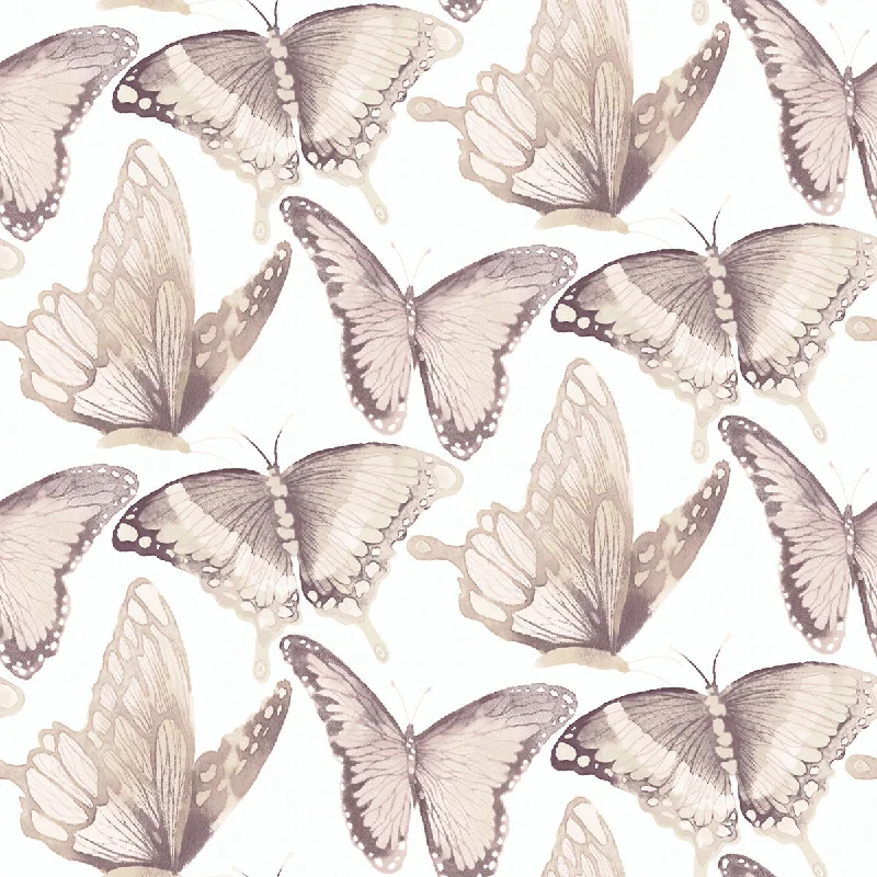 wallpaper with inspirational word art-Janetta Blush Butterfly Wallpaper from the Thoreau Collection