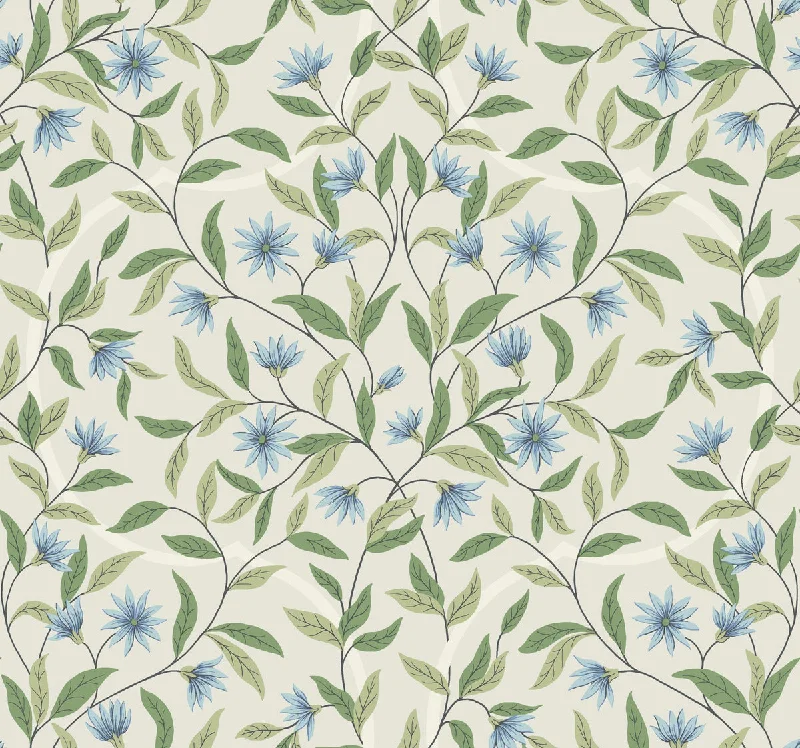 wallpaper with delicate geometric patterns-Jasmine Cornflower Wallpaper from the Greenhouse Collection