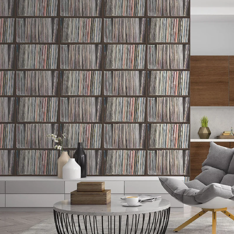 wallpaper for modern minimalist interiors-LP Shelf Multicolor Wallpaper from the Grunge Collection