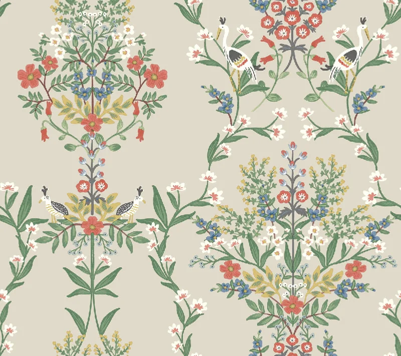 wallpaper for modern beach homes-Luxembourg Wallpaper in Linen Multi from the Rifle Paper Co. 2nd Edition