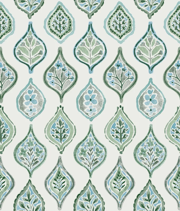 wallpaper with neutral gradient effects-Marketplace Motif Wallpaper in Pale Grey/Green from the Mediterranean Collection