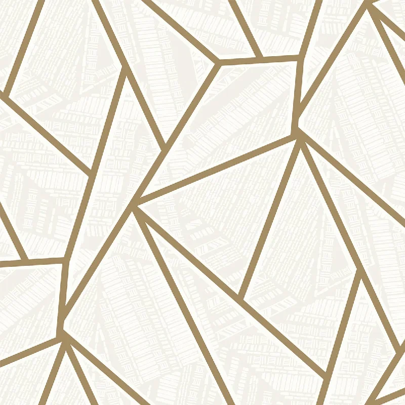 wallpaper for colorful living rooms-Metro Vector Metallic Gold & Morning Fog from the Etten Geometric Collection