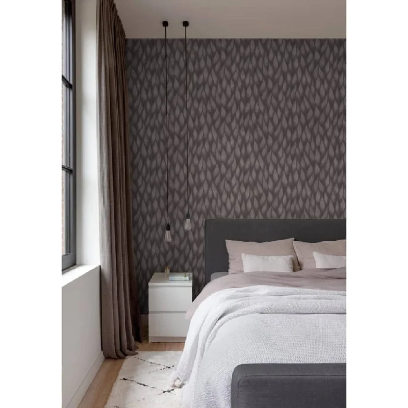 wallpaper for statement walls-Noordwand Topchic Wallpaper Flames and Drops Metallic Grey