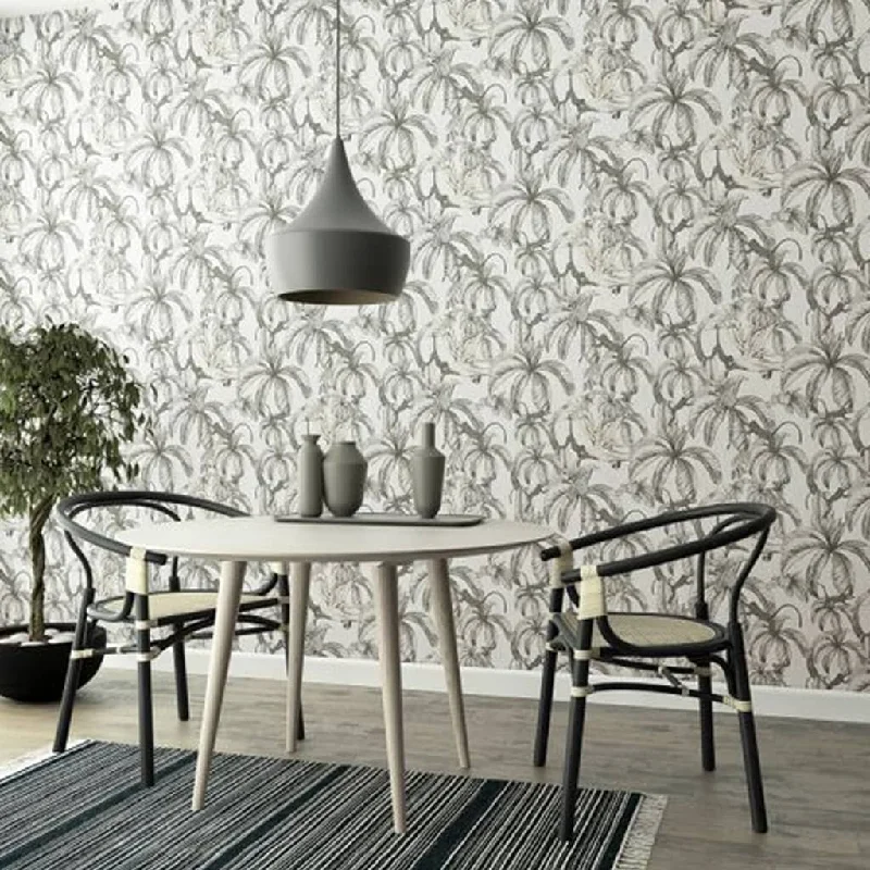 wallpaper with luxury prints-Noordwand Topchic Wallpaper Monkey Jungle Leaves Grey and Black