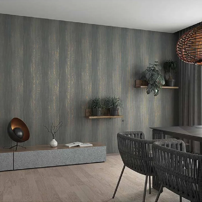 wallpaper for home theater walls-Noordwand Topchic Wallpaper Stripes Effect Metallic Grey