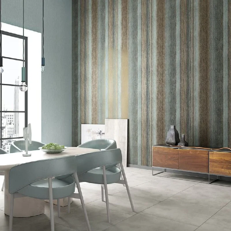 wallpaper for quiet study rooms-Noordwand Vintage Deluxe Walpaper Stripes Brown