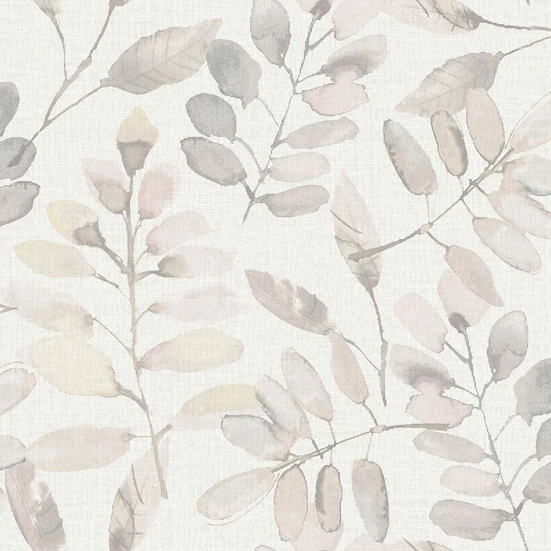 wallpaper for neutral color palettes-Pinnate Blush Leaves Wallpaper from the Thoreau Collection