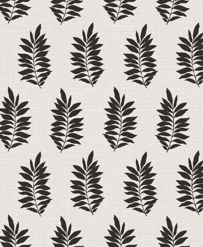 wallpaper with textured elements-Pinnate Silhouette Wallpaper in Onyx from the Simple Life Collection