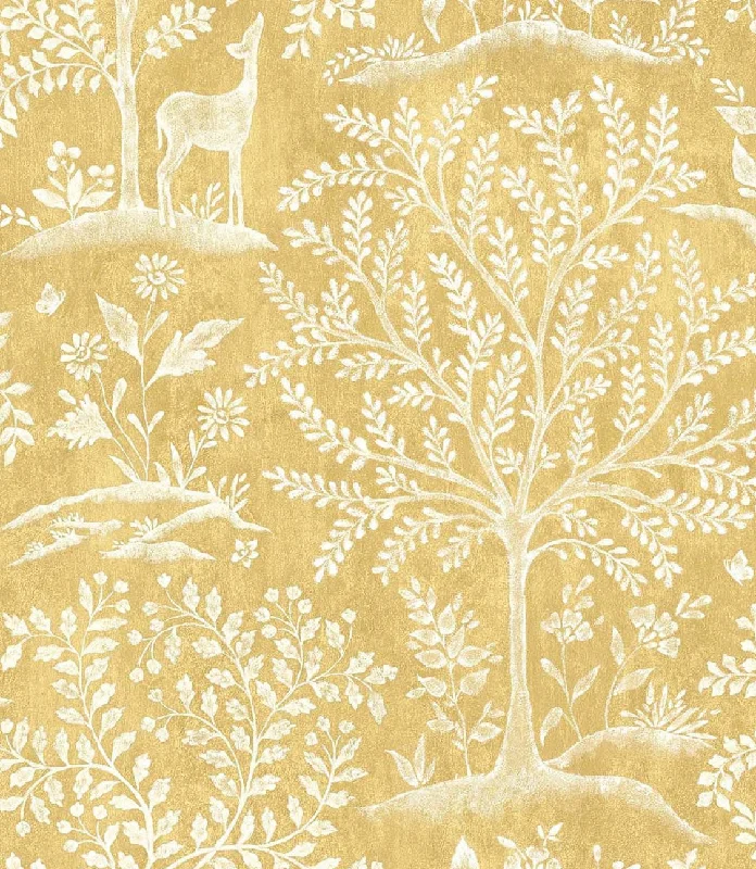 wallpaper with cool tones-Signature Forêt Ochre Wallpaper