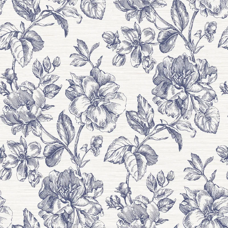 wallpaper with blue tones-Tamara Day Flower Girl Peel & Stick Wallpaper in Blue