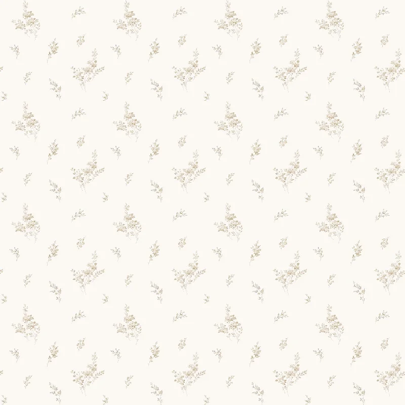 wallpaper for the study room-Tiny Roses Beige/White Wallpaper from the Miniatures 2 Collection