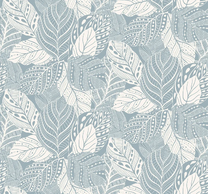 wallpaper with artistic nature themes-Vinca Smoky Blue Wallpaper from the Greenhouse Collection