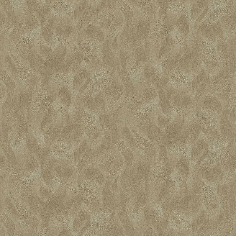 wallpaper for elegant minimalist bedrooms-Wave Pattern Wallpaper in Gold from the ELLE Decoration Collection