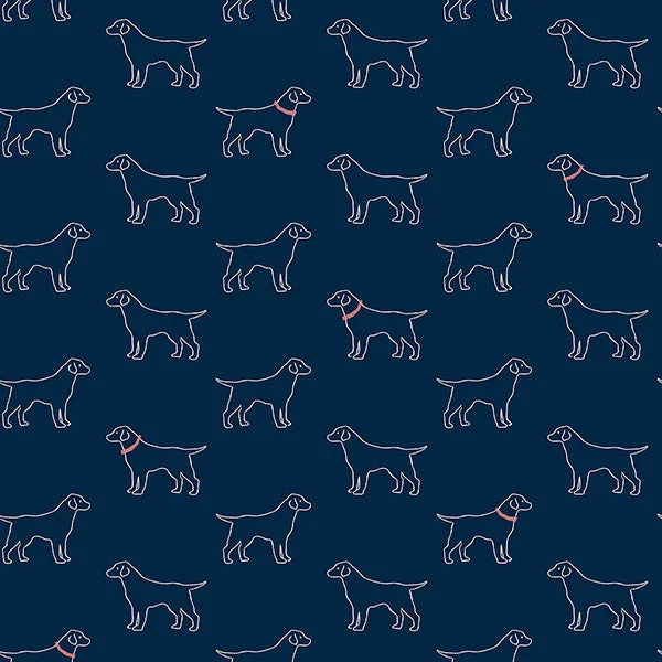 wallpaper for eco-conscious interior design-Yoop Dark Blue Dog Wallpaper from the Flora & Fauna Collection